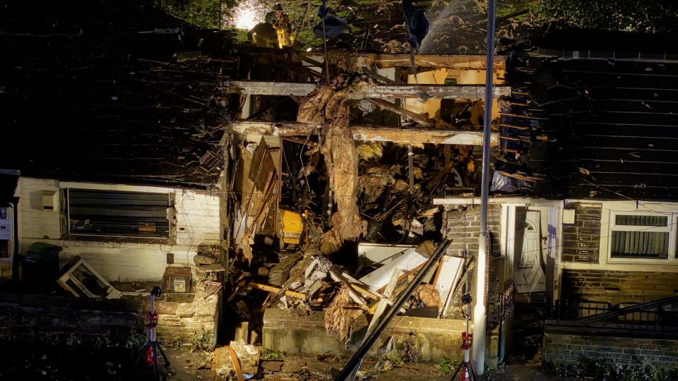 Damage to a house from a large explosion.