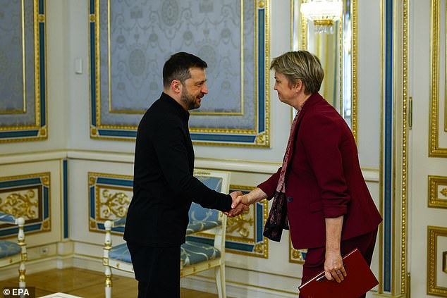 Cooper said 'Ukraine's security is our security', adding that she would continue to 'support' Ukrainian president Volodymyr Zelensky