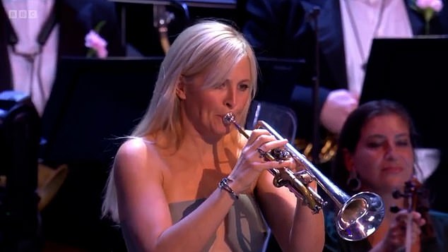 Superstars Brian May, Roger Taylor, Bill Bailey and Alison Balsom led the celebrations, showing Britain at its best.  Pictured: Alison Balsom