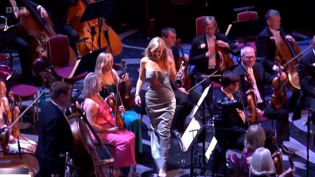 Pictured: Alison Balsom takes her place on the stage