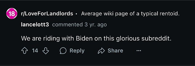 In a post made by Twiggs to reddit, they appear to praise former President Joe Biden