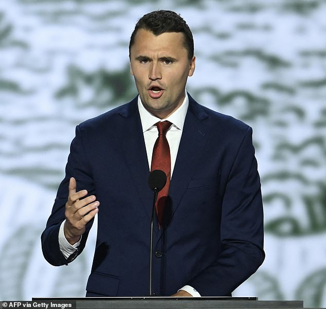 Authorities believe Robinson gunned down Kirk, seen here, as he spoke at a university event on Wednesday in Utah