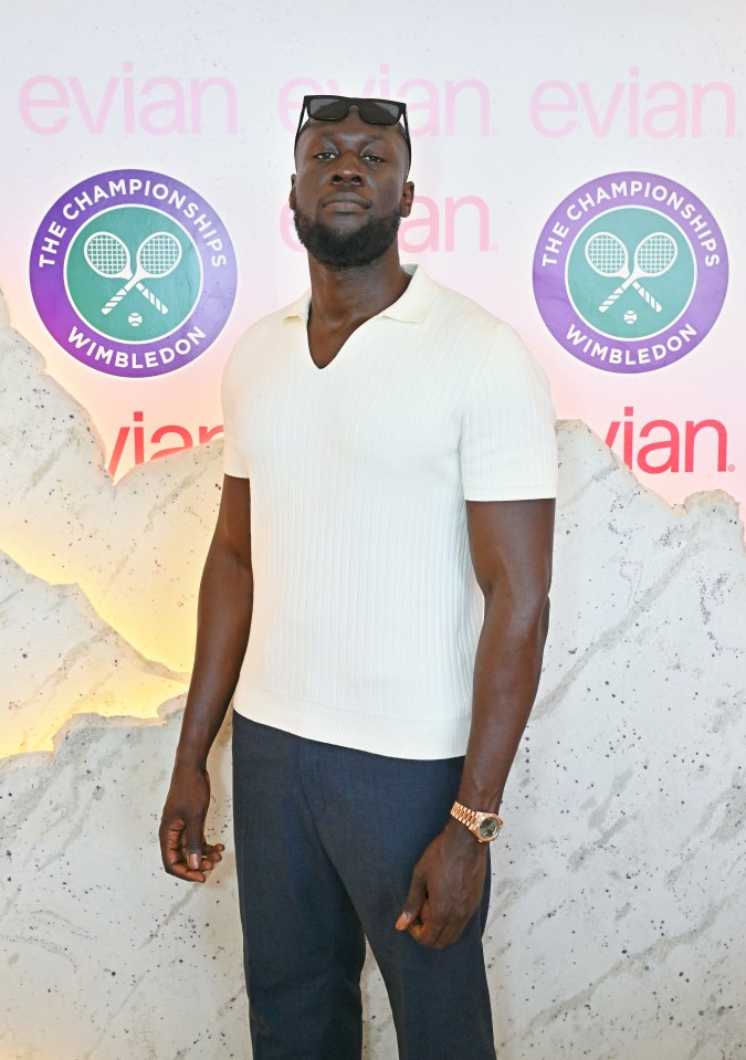 Stormzy at the evian 'Mountain Of Youth' VIP Suite at Wimbledon.