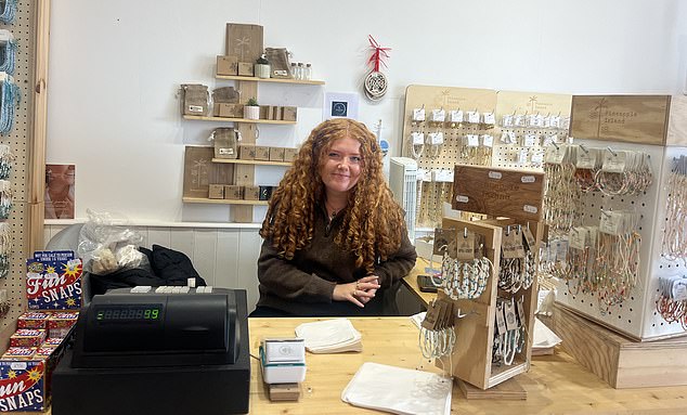 Pictured: Jess Astle, who works in a beachfront shop. She thinks the price of meals and air bnbs is leading to a drop in tourism