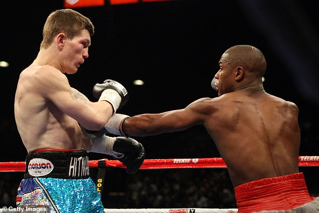 Ricky Hatton fights Floyd Mayweather at the MGM Grand Garden Arena in Las Vegas, Nevada, in 2007