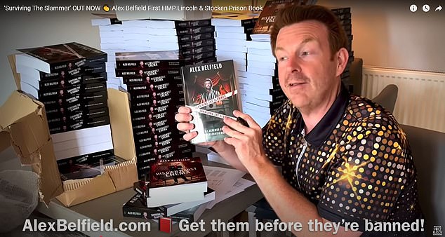 In one of his recent YouTube videos, Belfield can be seen advertising his recently published book, 'Surviving the Slammer', which covers his time inside for cyber stalking