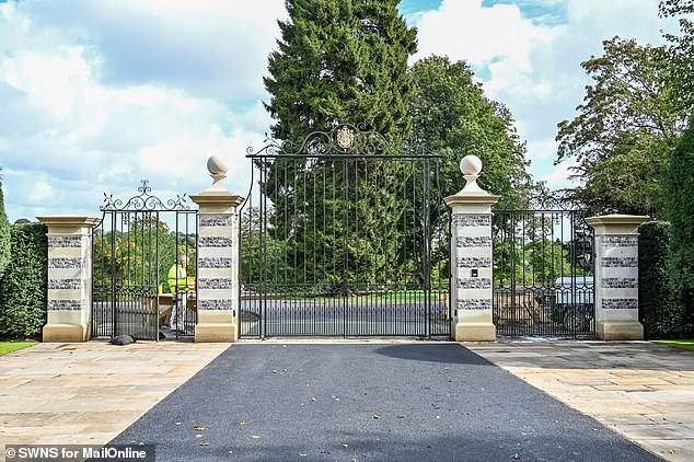 The new gates which guard visitors and the public from the 17th century Conholt estate