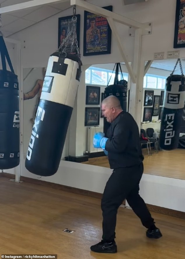 Just two days ago, Mr Hatton had shared footage (pictured) of him training intensely with a punching bag as he readied himself for his comeback to boxing