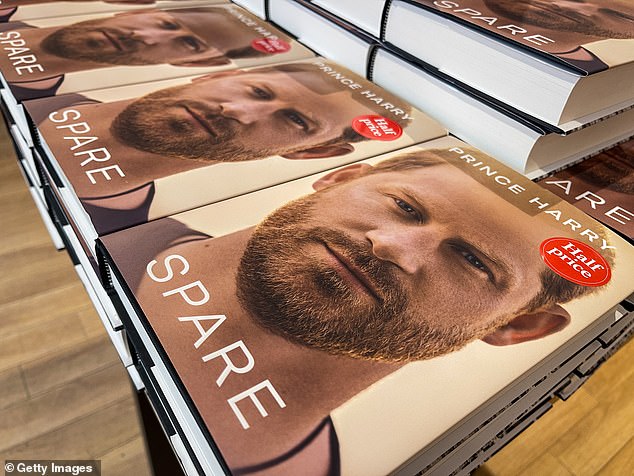 Prince Harry's book on display in a book store on January 22, 2023 in Bath, England