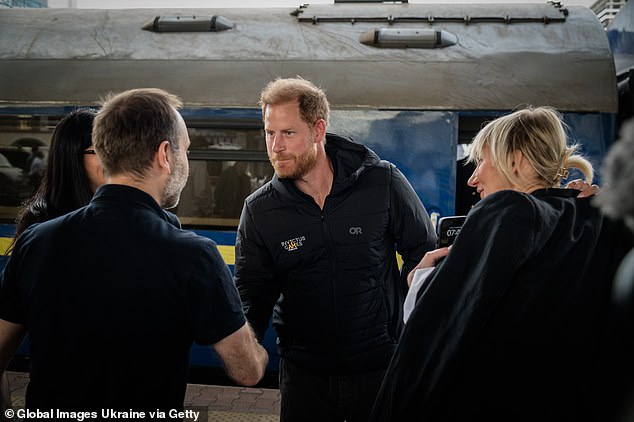 Harry is met at the train station in Kyiv as he arrived in Ukraine at the invitation of Zelensky's government -- September 12, 2025