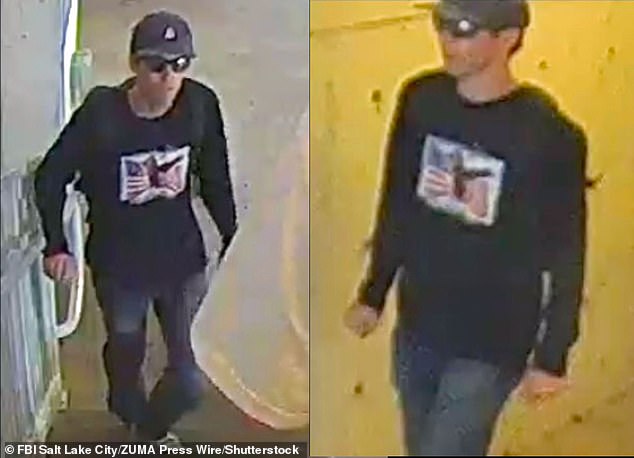 Police released surveillance photos of a suspect wearing a long-sleeved dark top, long pants, sunglasses and a baseball cap with a triangle on it at the university