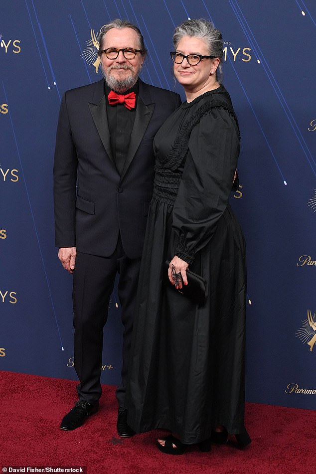 Meanwhile Lead Actor nominee Slow Horses star Gary Oldman was joined by his wife Gisele Schmidt for the evening