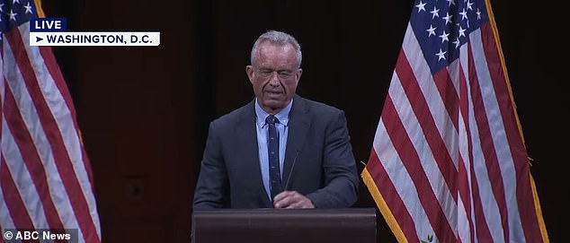 Health and Human Services Secretary Robert F. Kennedy Jr. speaks at the Prayer Vigil to honor Charlie Kirk at the Kennedy Center in Washington, D.C. on Sunday, September 14th 2025
