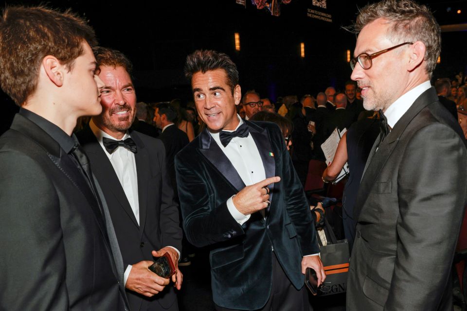 Mark Steven Johnson, Colin Farrell, and Joel Lubin at the Primetime Emmy Awards.