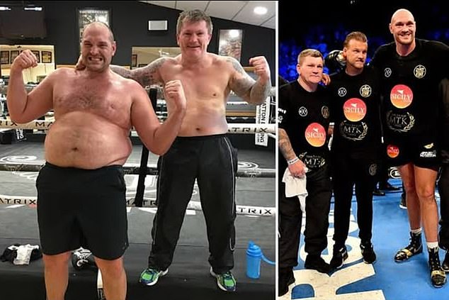 Tyson Fury (left and right) shared photos when expressing his disbelief at the tragic news
