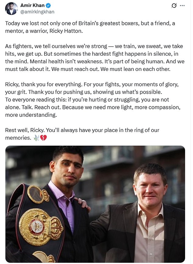 Amir Khan also paid tribute to a fellow British boxing legend with a lengthy social media post