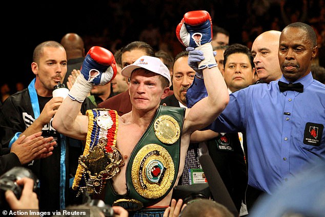 Ricky Hatton after winning the IBO light-welterweight title against Paulie Malignaggi in 2008