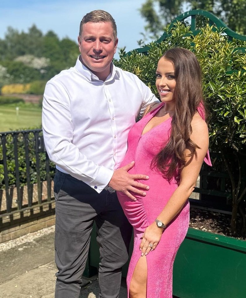 Tom Skinner with his pregnant wife.