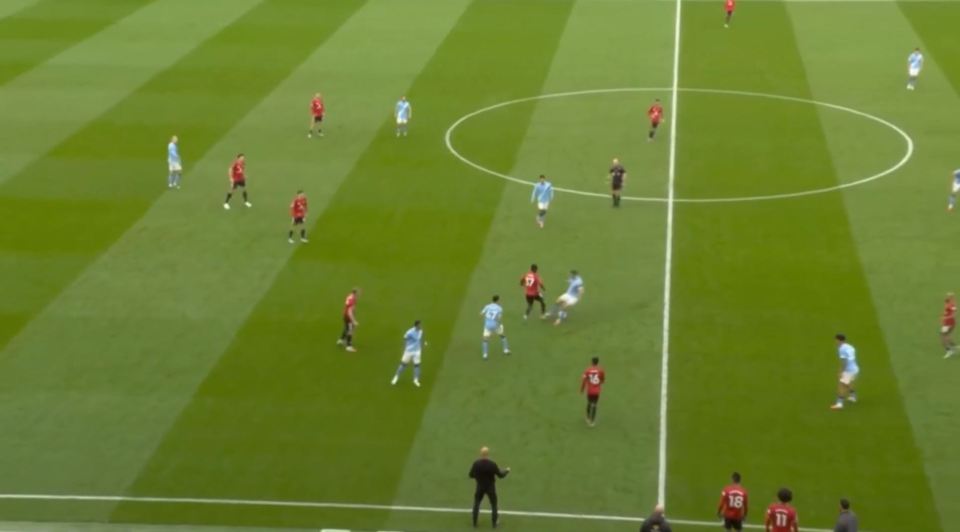 Soccer players in a match.