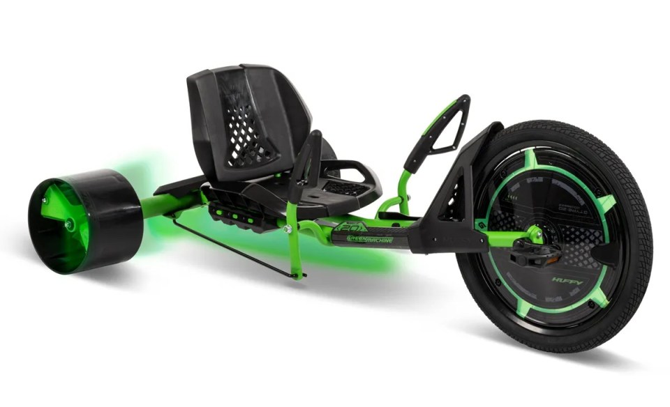 GreenMachine Huffy three-wheeled go-kart.