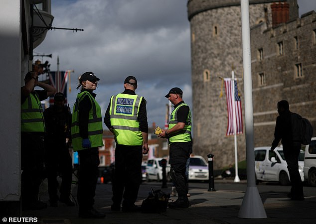 Police officers have been conducting security searches in Windsor ahead of the state visit of President Donald Trump