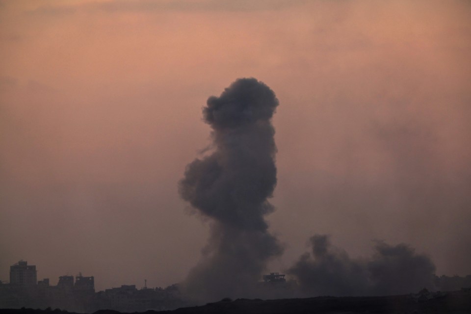 Smoke rising from an Israeli airstrike on the outskirts of Gaza City.