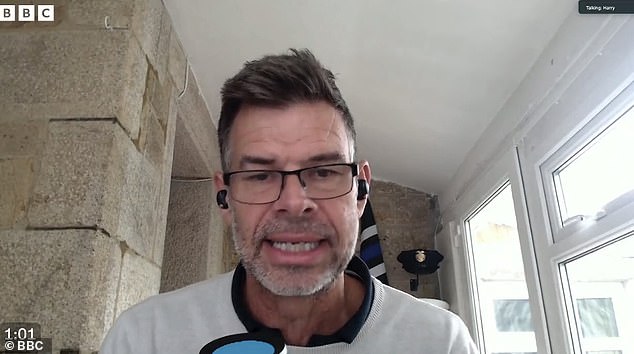 Former armed response officer Harry Tangye, pictured giving a BBC interview in 2023, denies an allegation of non-violent harassment and is due to stand trial at Bodmin Magistrates Court in November