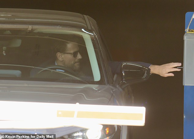 Pictured: Gruffudd leaving a parking lot after court on Monday
