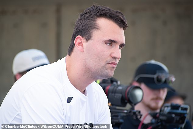 Charlie Kirk pictured at Utah Valley University prior to his tragic killing on Wednesday