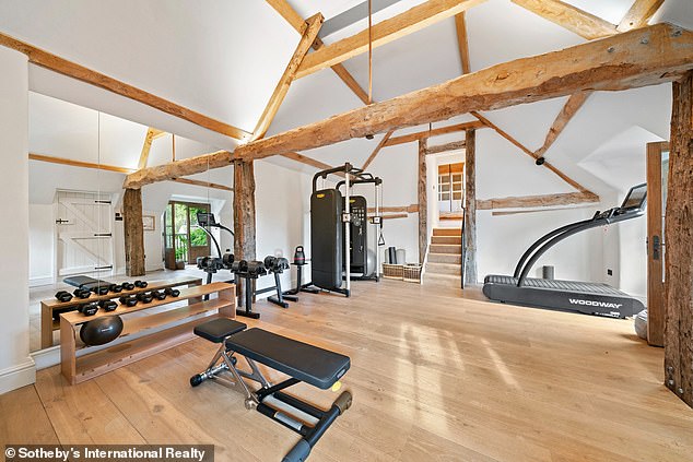 The look continues into the gym. Ellen says she typically sells homes fully furnished and ready to live in