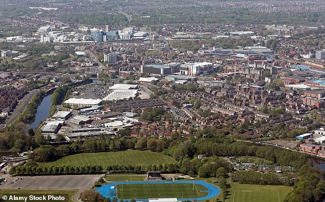 Owen grew up in the Cheshire town of Warrington (pictured) where locals know him as a 'polite and well-mannered' boy