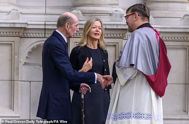 Among those mourning the late royal were her three children - George Windsor, Earl of St Andrews, Lady Helen Taylor and Lord Nicholas Taylor - as well as her ten grandkids. Pictured: Lady Helen Taylor and the Duke of Kent