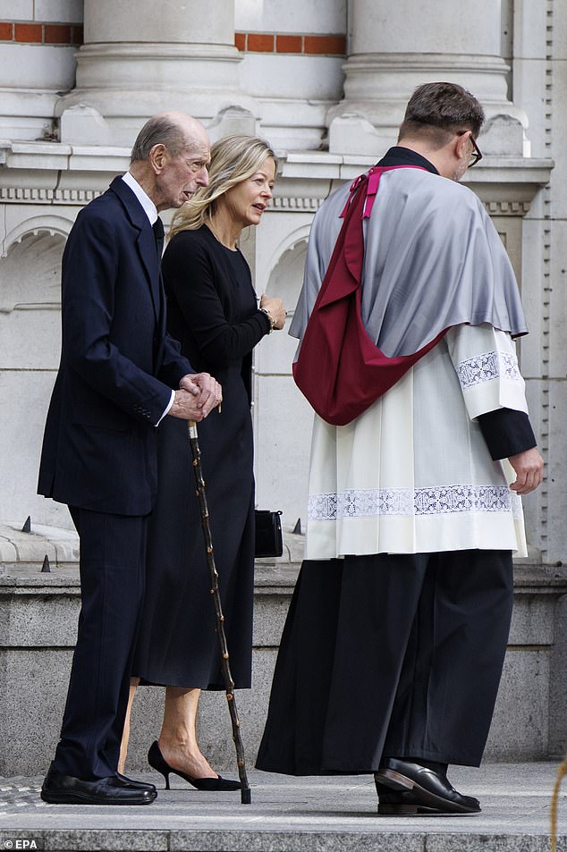 Prince Edward and Lady Helen Taylor converse with Fr Slawomir Witoń, the Dean of Westminster Cathedral