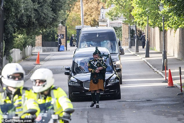 Her Royal Highness The Duchess of Kent is seen being taken from Kensington Palace to Westminster Cathedral