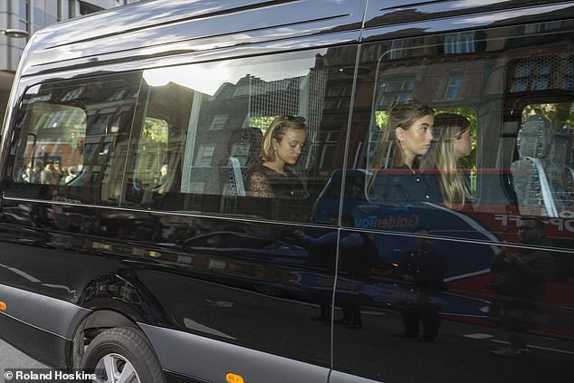 Family members were seen arriving at Westminster Cathedral in a minibus