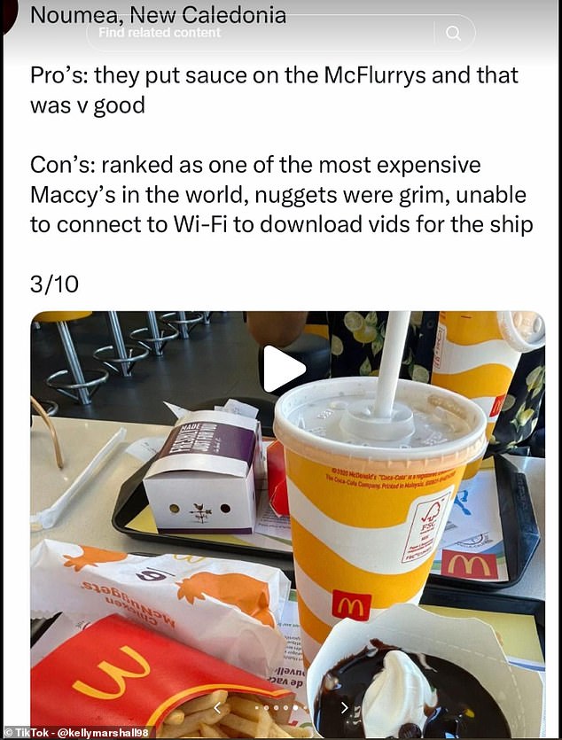 A low scorer was the McDonald's in Noumea, New Caledonia