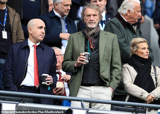 Sir Jim Ratcliffe, centre, and Ineos have stood by Amorim for now, but pressure is mounting on the boss