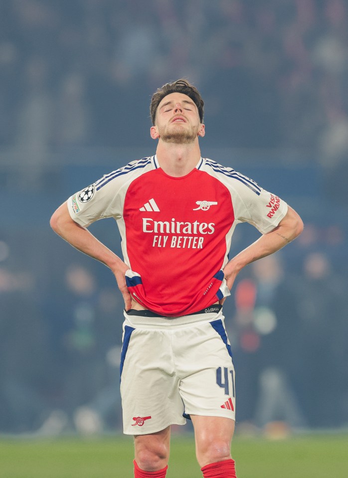 Declan Rice looking dejected at the end of the match.