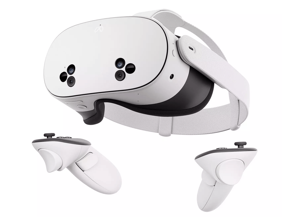VR headset and two controllers.