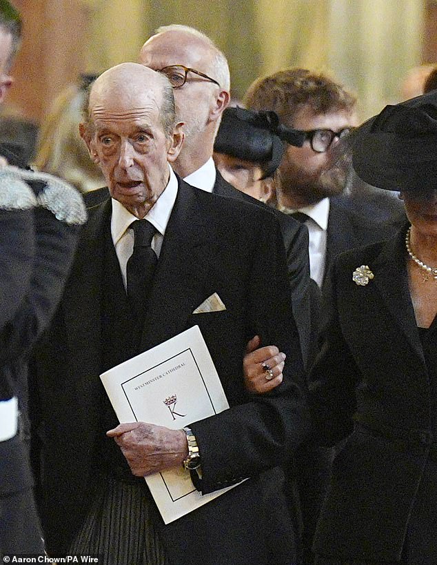 The Duke pictured leaving the Cathedral following the Requiem Mass service for the Duchess of Kent