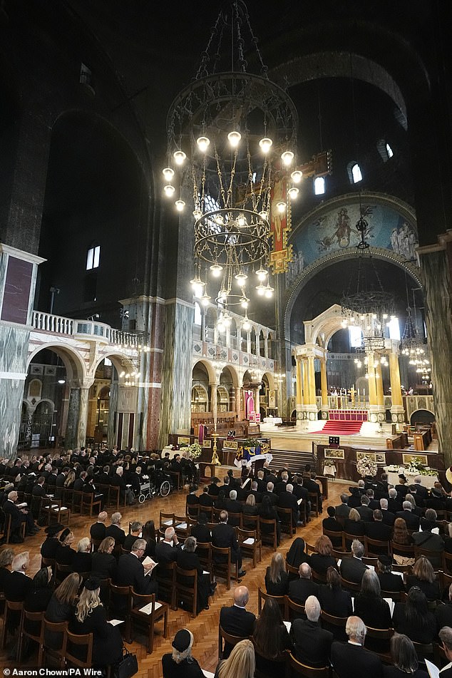A general view of the funeral service for the Duchess of Kent at Westminster Cathedral pictured today