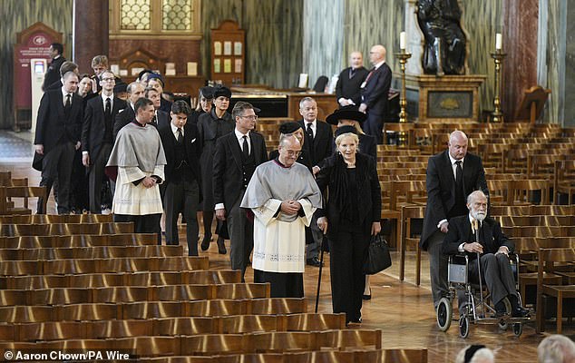 Prince and Princess Michael of Kent arriving for the requiem mass service today, which was attended by a myriad of royals