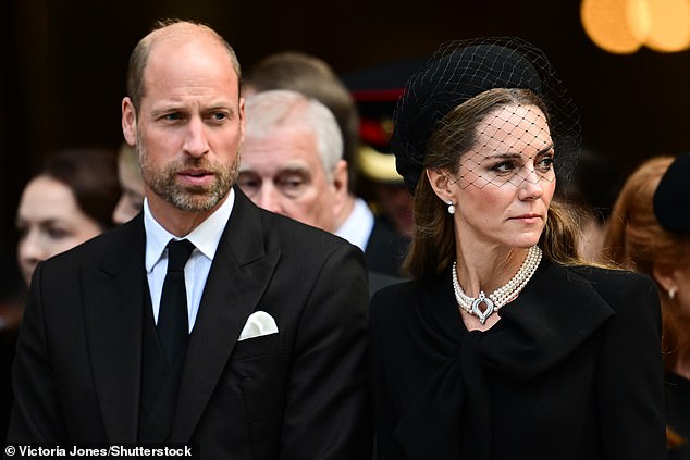 Britain's future King and Queen, William and Kate, seen departing the service on what has been an emptionally charged day for the Royal Family