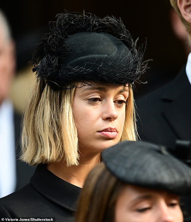 Lady Amelia Windsor, the granddaughter of the Duchess of Kent, was solemn as she left the church