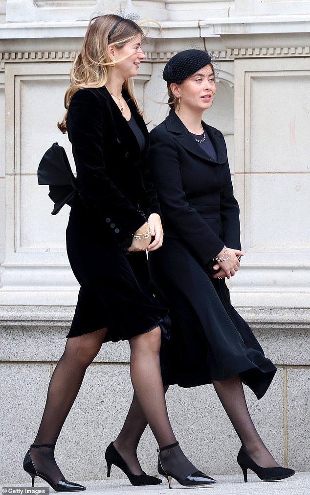 The Duchess of Kent's grandchildren, Lady Eloise Taylor and Lady Estella Taylor, are seen arriving at the late royal's funeral