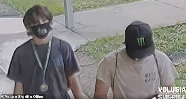The Volusia Sheriff's Office initially released photos of the suspects wearing masks as they entered the school over the weekend, and asked for the public's help identifying them before they were turned in by their moms