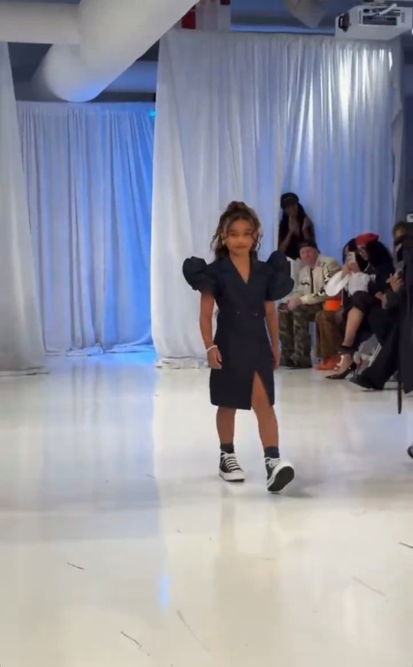 Dream Kardashian walking the runway at New York Fashion Week 2025.