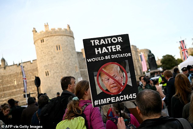 Protestors are gathering outside Windsor Castle tonight ahead of Trump's second state visit