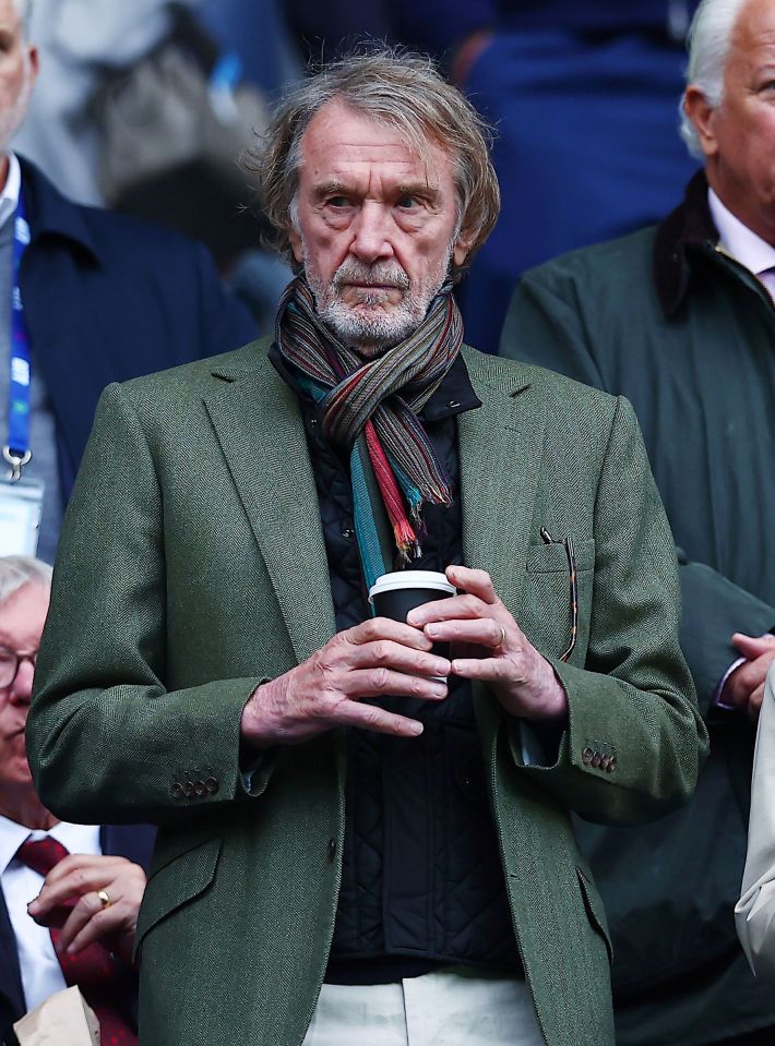 Sir Jim Ratcliffe of Manchester United looking on from the stand.