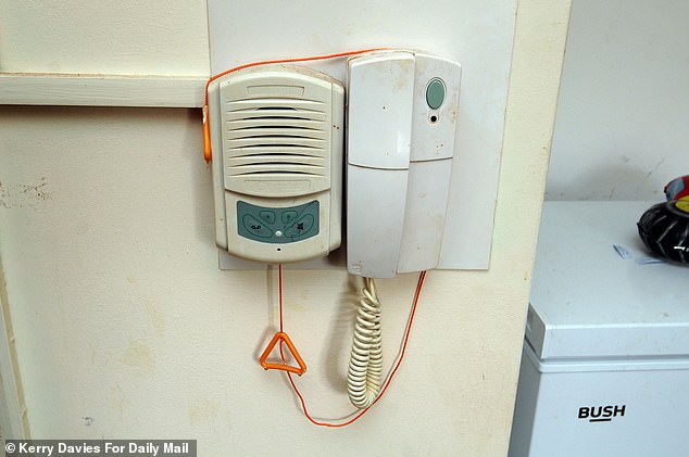 Pictured: The emergency cord has been tied up after other residents complained Mr Haque's children kept activating it